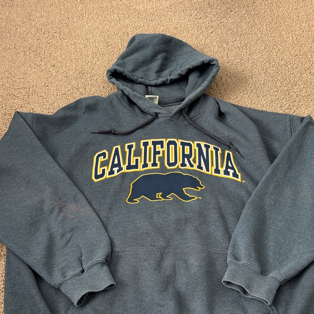 Gildan California Bear Hoodie - Charcoal Gray